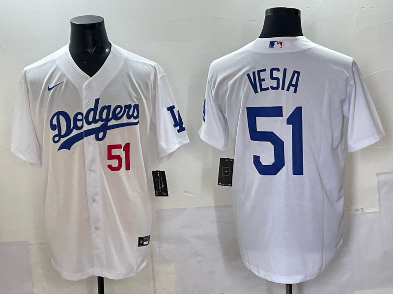 Men Los Angeles Dodgers 51 Vesia white Nike 2025 MLB jersey 001
